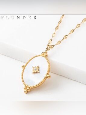 Plunder Gold-tone Mother-of-Pearl Star Pendant Necklace